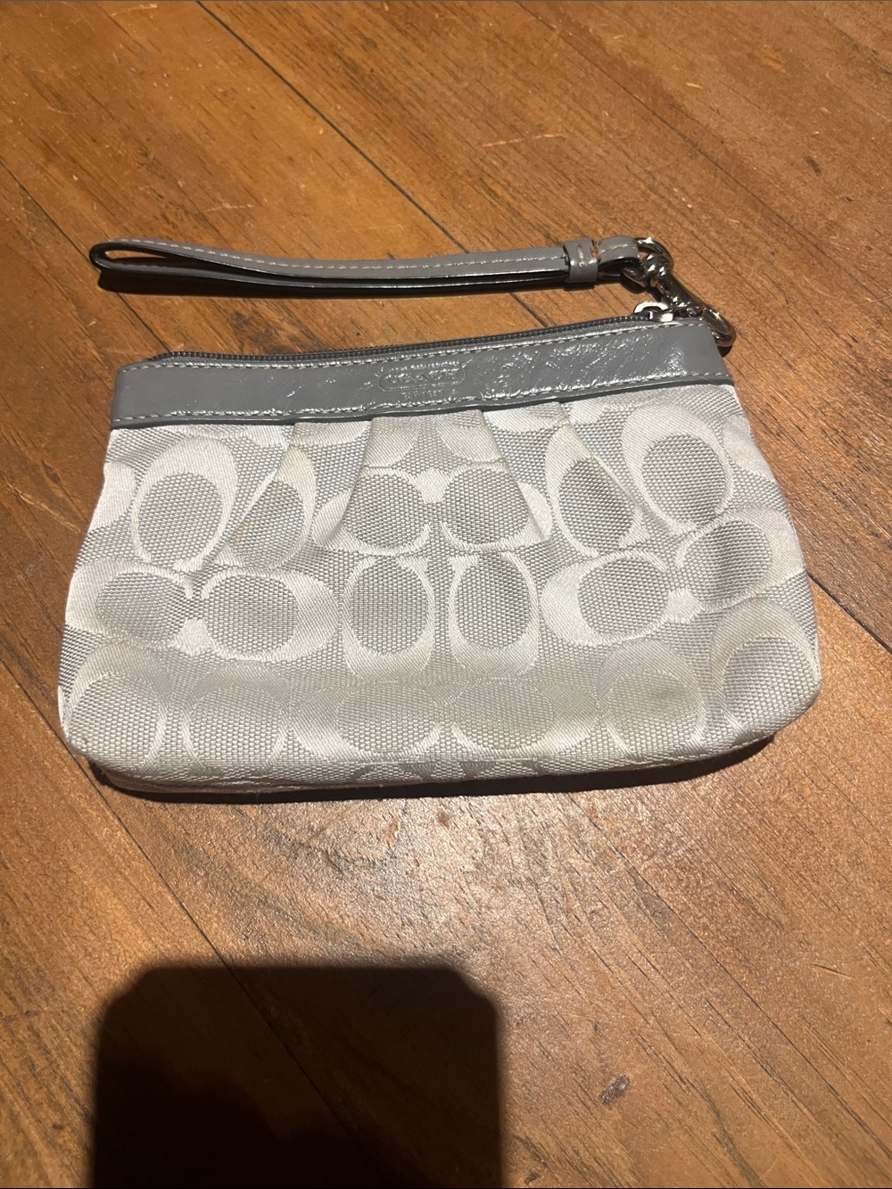Coach Gray and Cream Signature Wristlet